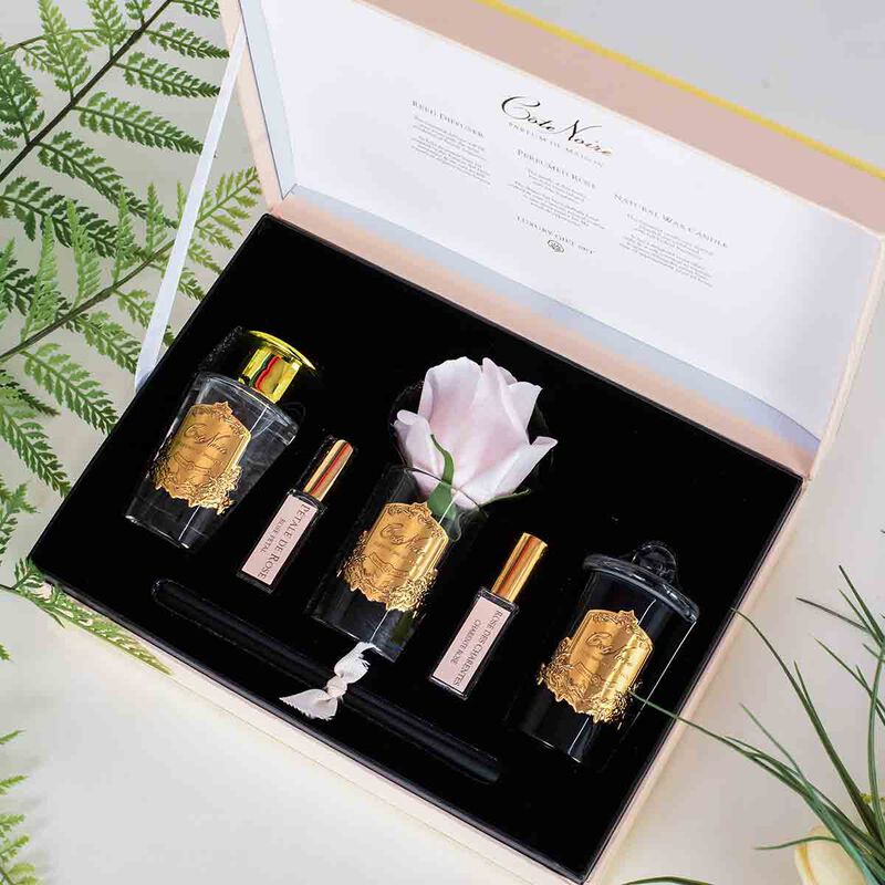 cote noire home diffuser gift pack charente rose pink box with gold badge