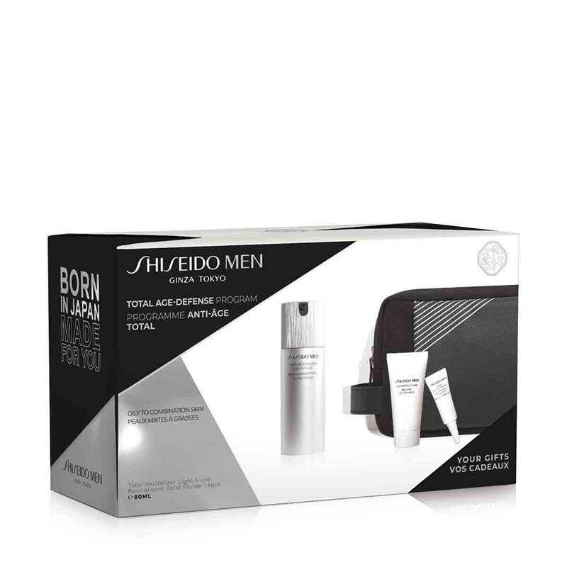 shiseido shiseido men total revitalizer light fluid pouch set