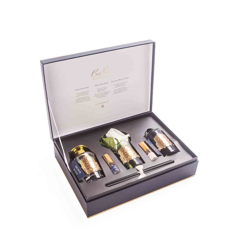 cote noire home diffuser gift pack eau de vie navy box with gold badge
