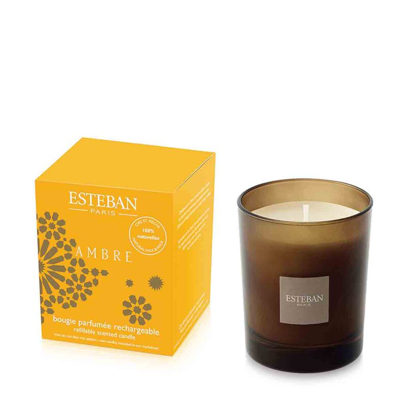 Ambre Refillable Scented Candle 170g - Azure Grey Edition esteban paris ambre refillable scented candle 170g azure grey edition